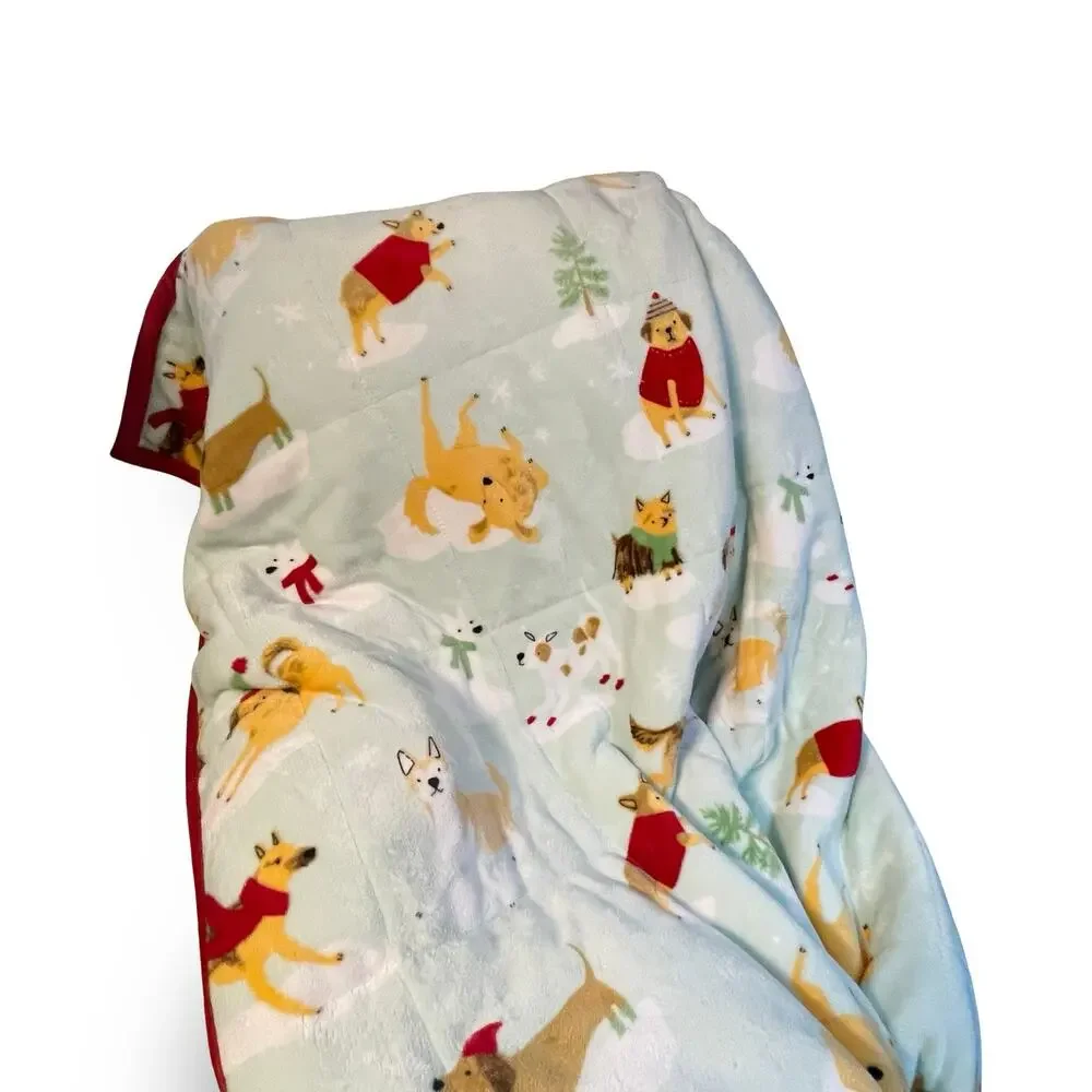 Cuddl Duds Cozy Soft Throw Blanket Winter Christmas Dogs Puppies 50x60 Sherpa